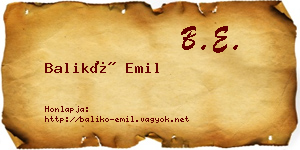 Balikó Emil névjegykártya