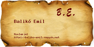 Balikó Emil névjegykártya